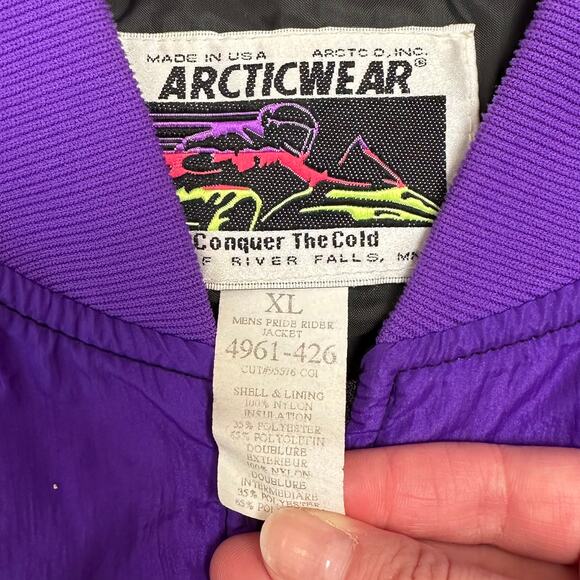 Vintage 90s Arctic Cat Color Block Snowmobile Jacket - Men's XL - Picture 5 of 7